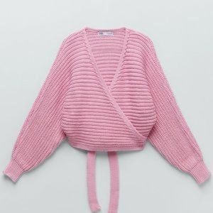 Zara pink V wrap top